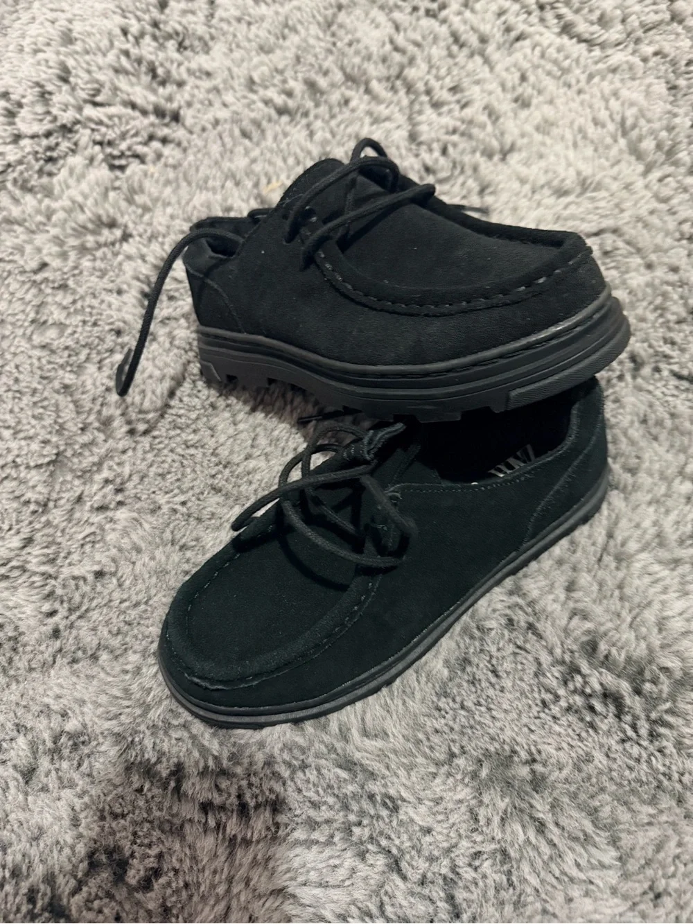 Zara Black Kids Moccasin-Style Lace-Up Shoes